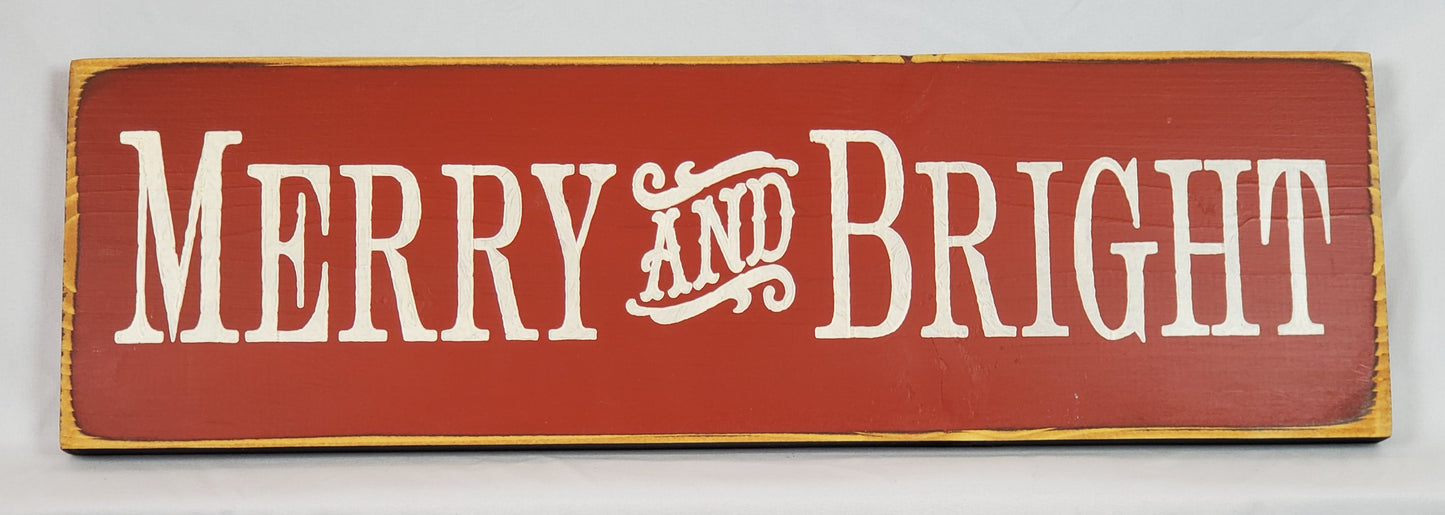 Merry And Bright Wooden sign