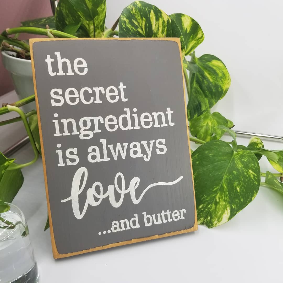 Wood sign love and butter