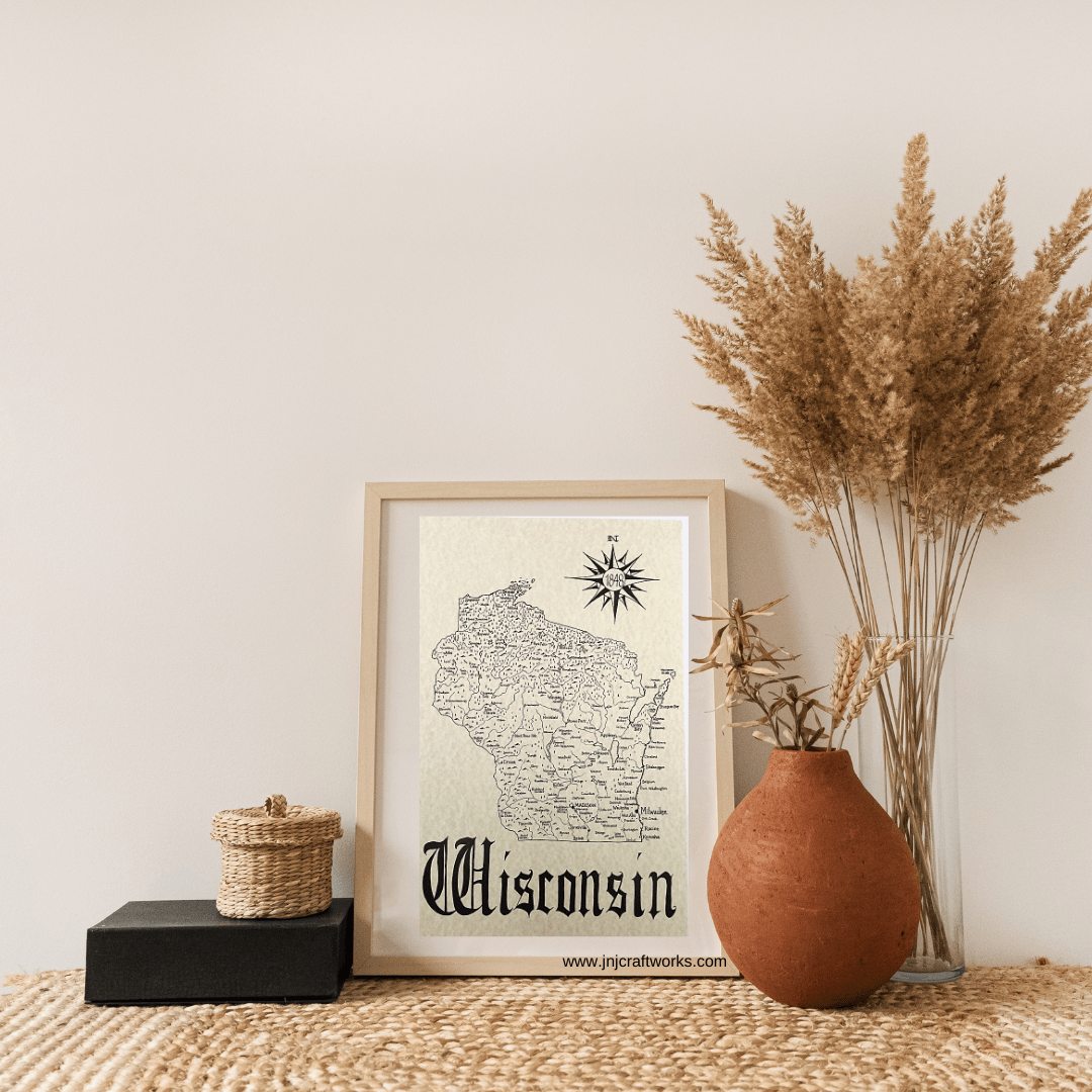Wisconsin art Hand drawn map