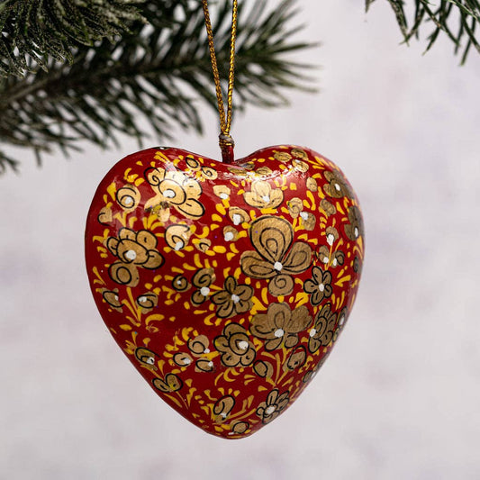 Red & Gold Clover Hanging Heart Decoration