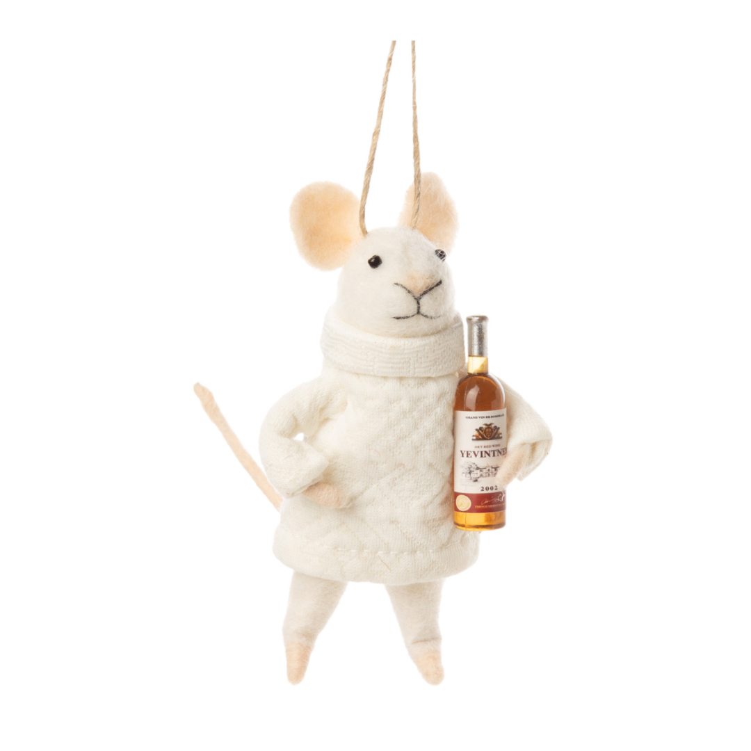 Felt Mouse White Knit Sweater