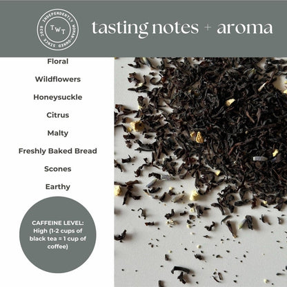 Lavender Earl Grey Black Tea — loose leaf gourmet tea, perfect for gifts for her and curated gift boxes (detail shot)