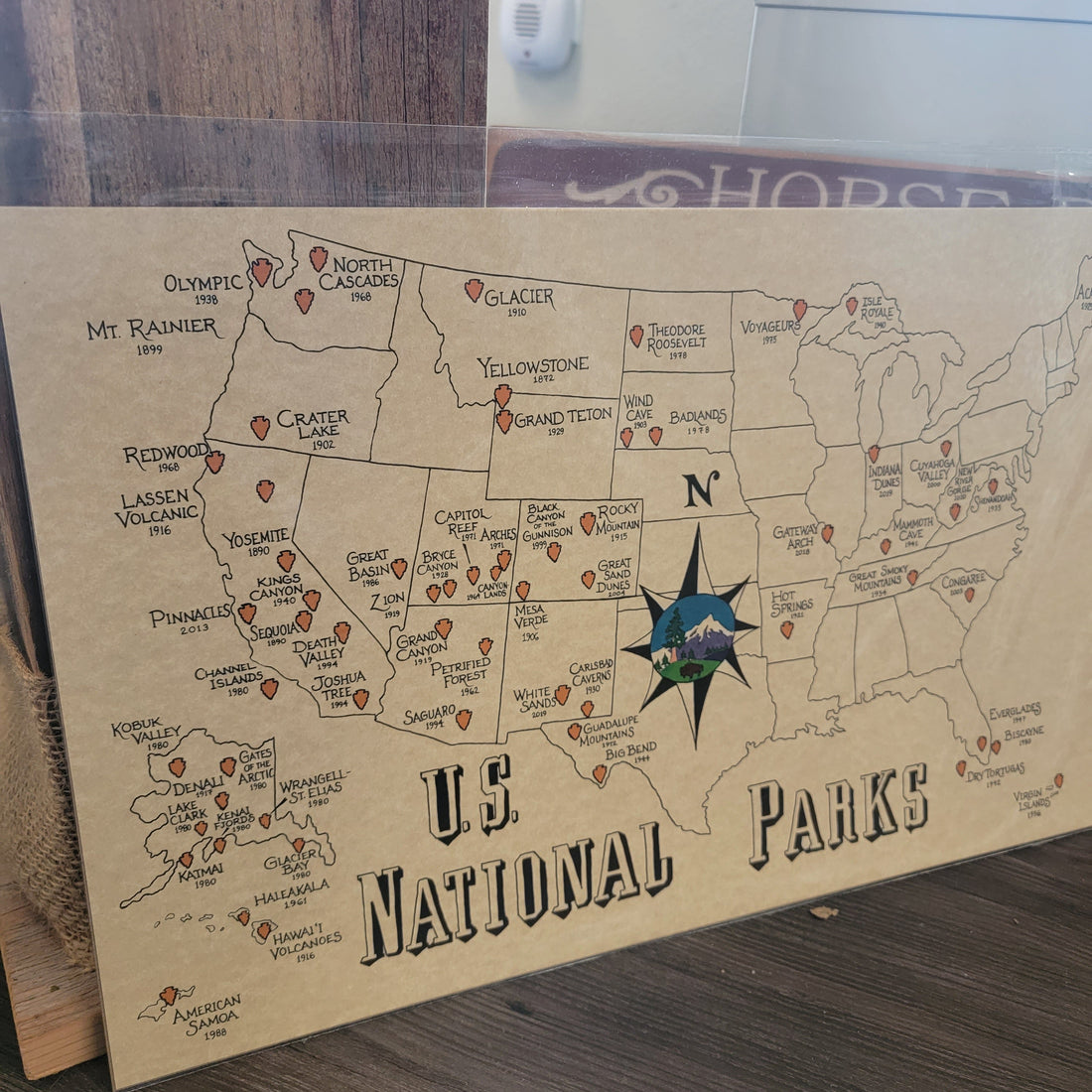 US National Park Handdrawn Map