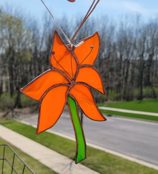 Lily flower stained glass