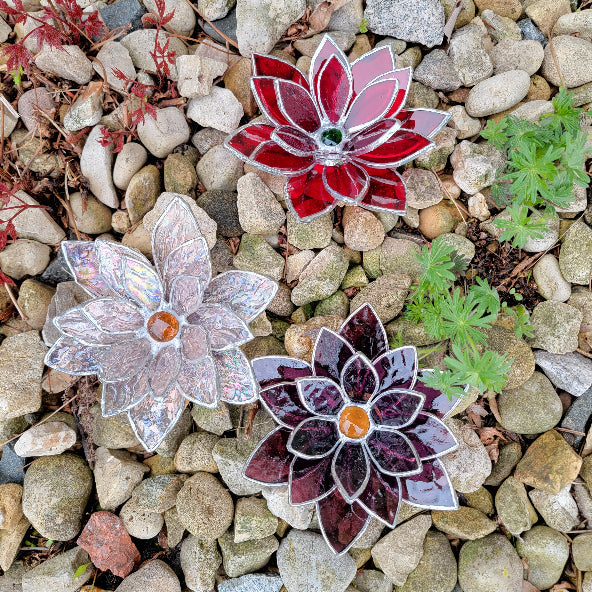 Lotus Flower Table Decoration - Succulent Stained Glass Candle Holder