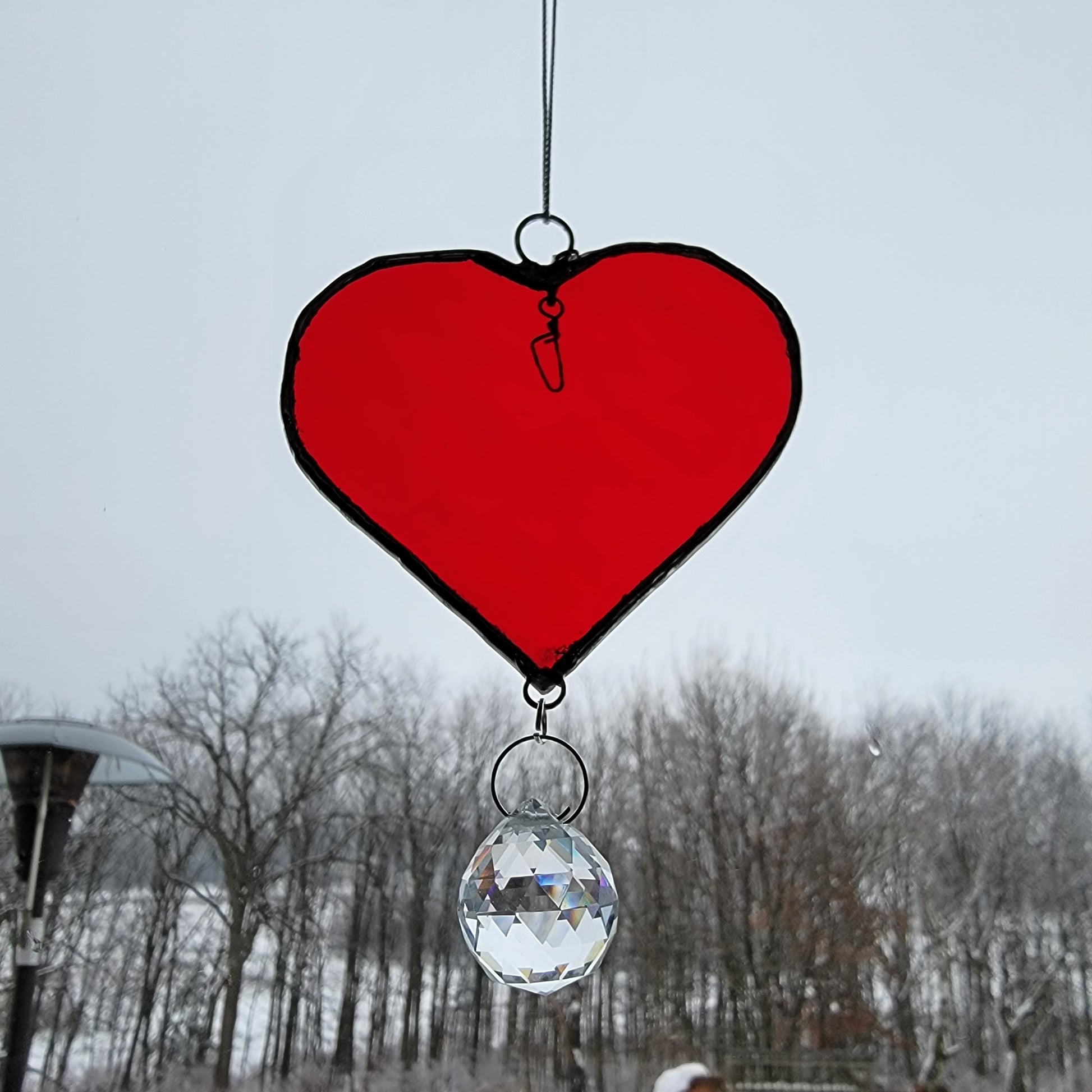 red stained glass heart