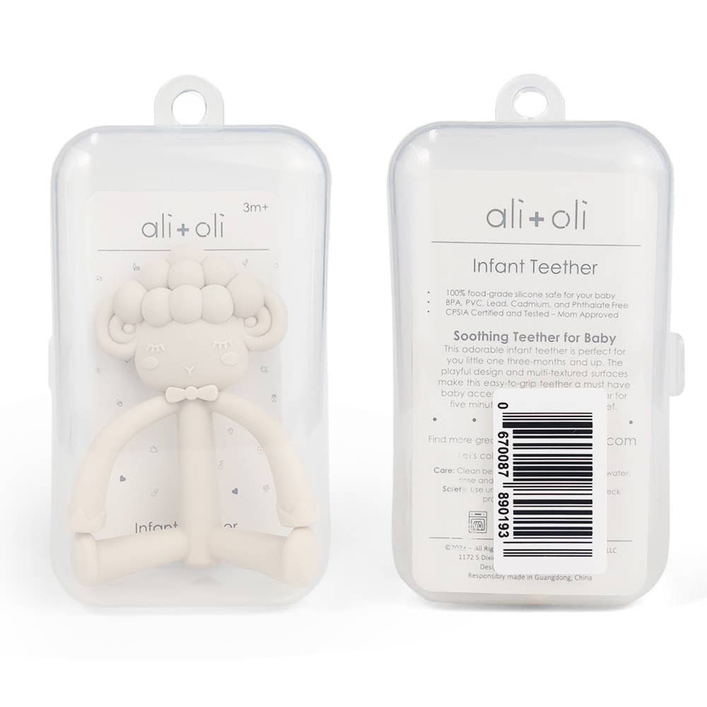 Baby Sheep Teether, perfect for gifts for kids and curated gift boxes (lifestyle photo)