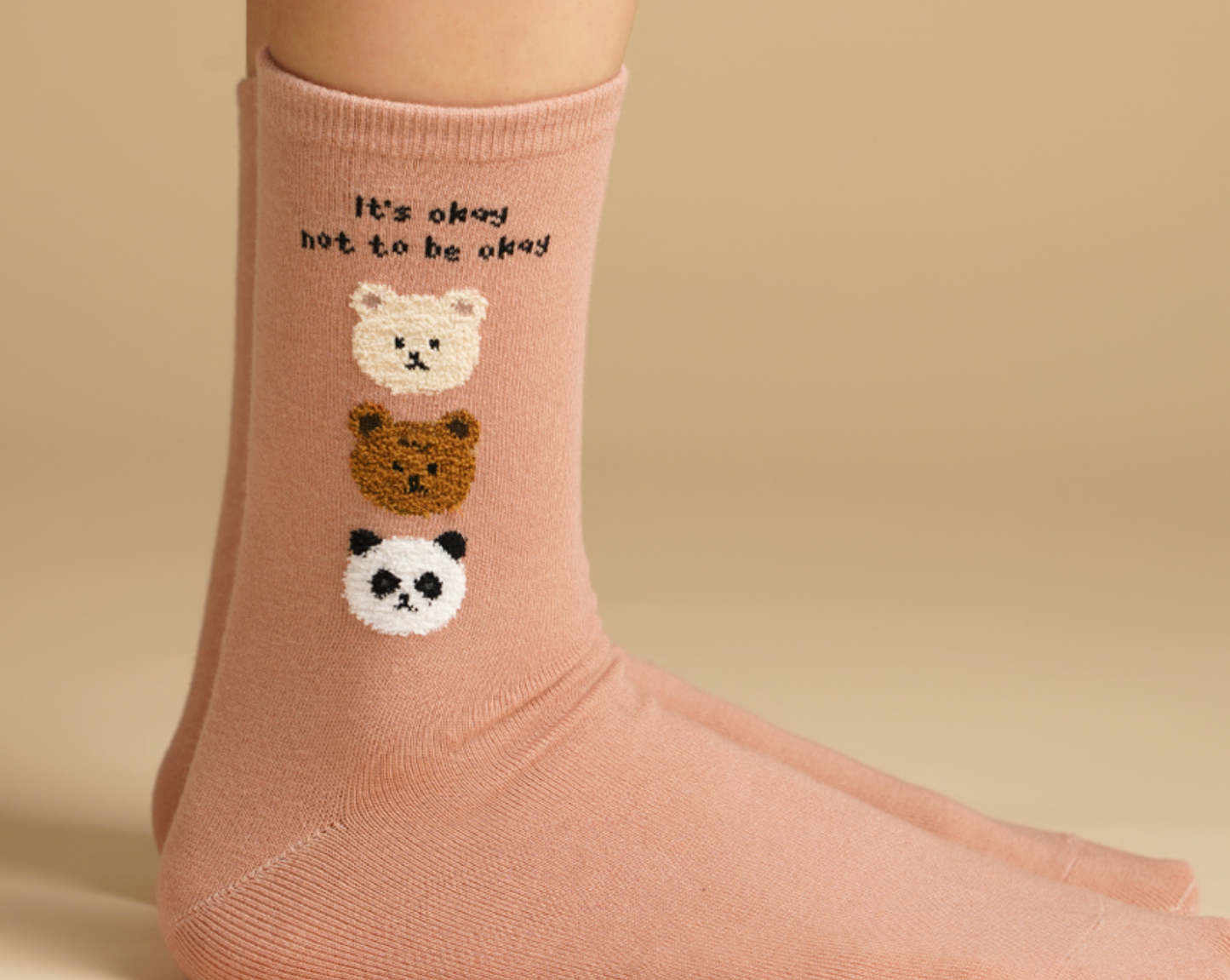Women's Crew Three Bears Socks - It's Okay Not to Be Okay