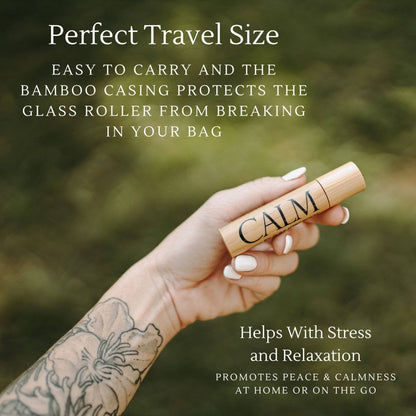 Calm Essential Oil Roller, perfect for spa and wellness gift boxes and curated gift boxes (shown with packaging)