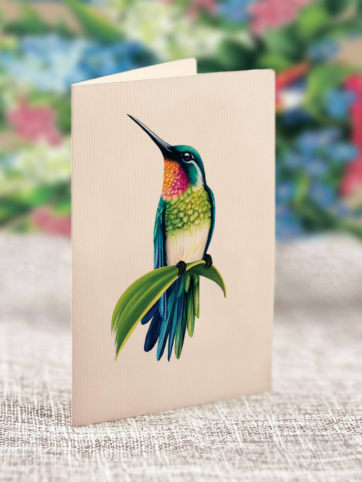 Hummingbird Oasis Pop-up Greeting Card, perfect for curated gift boxes and Build a Box gifting (styled in a curated gift box)