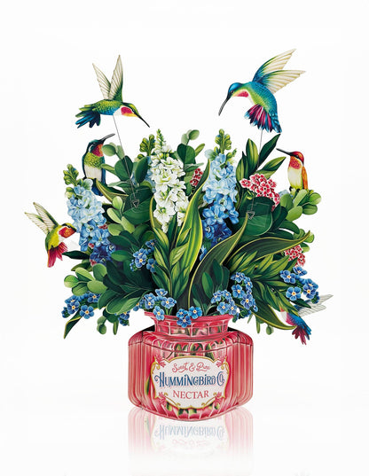 Hummingbird Oasis Pop-up Greeting Card, perfect for curated gift boxes and Build a Box gifting (product close-up)