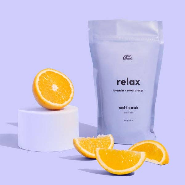 Relax Bath Salt Soak – Unwind &amp; Rejuvenate with Soothing Salts, perfect for gifts for her and curated gift boxes (front view)