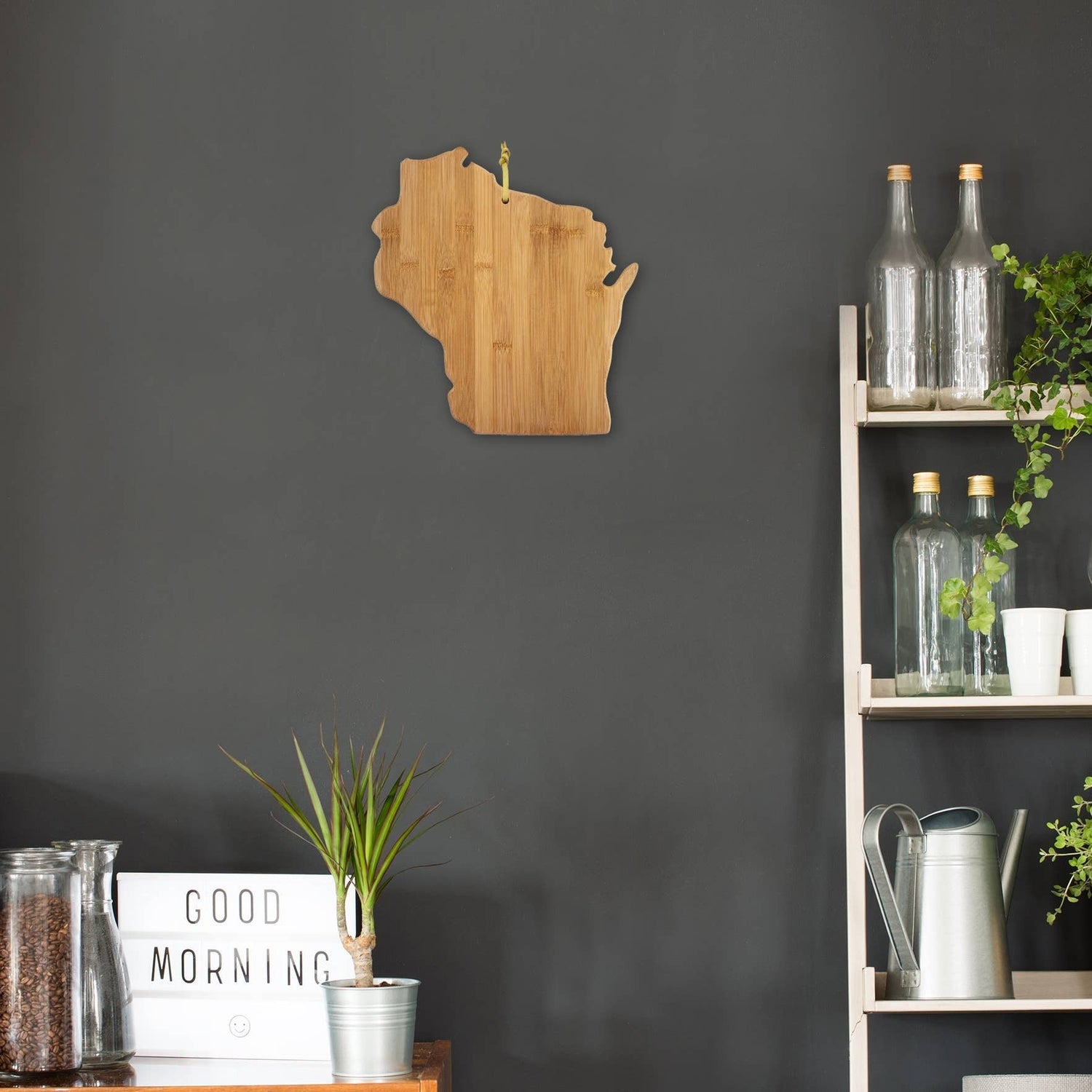Wisconsin State-Shaped Bamboo Serving &amp; Cutting Board