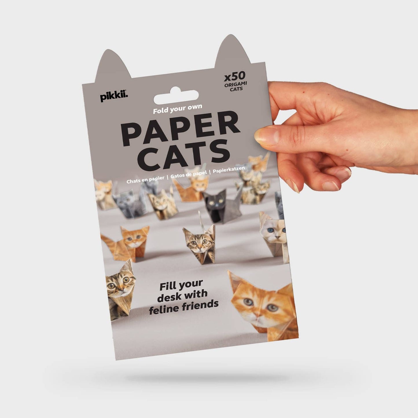 Fold 50 adorable cats with this eco-friendly origami kit. Made from FSC paper, plastic-free, and printed with soy ink — a perfect gift for cat lovers.