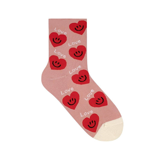 love heart smile socks