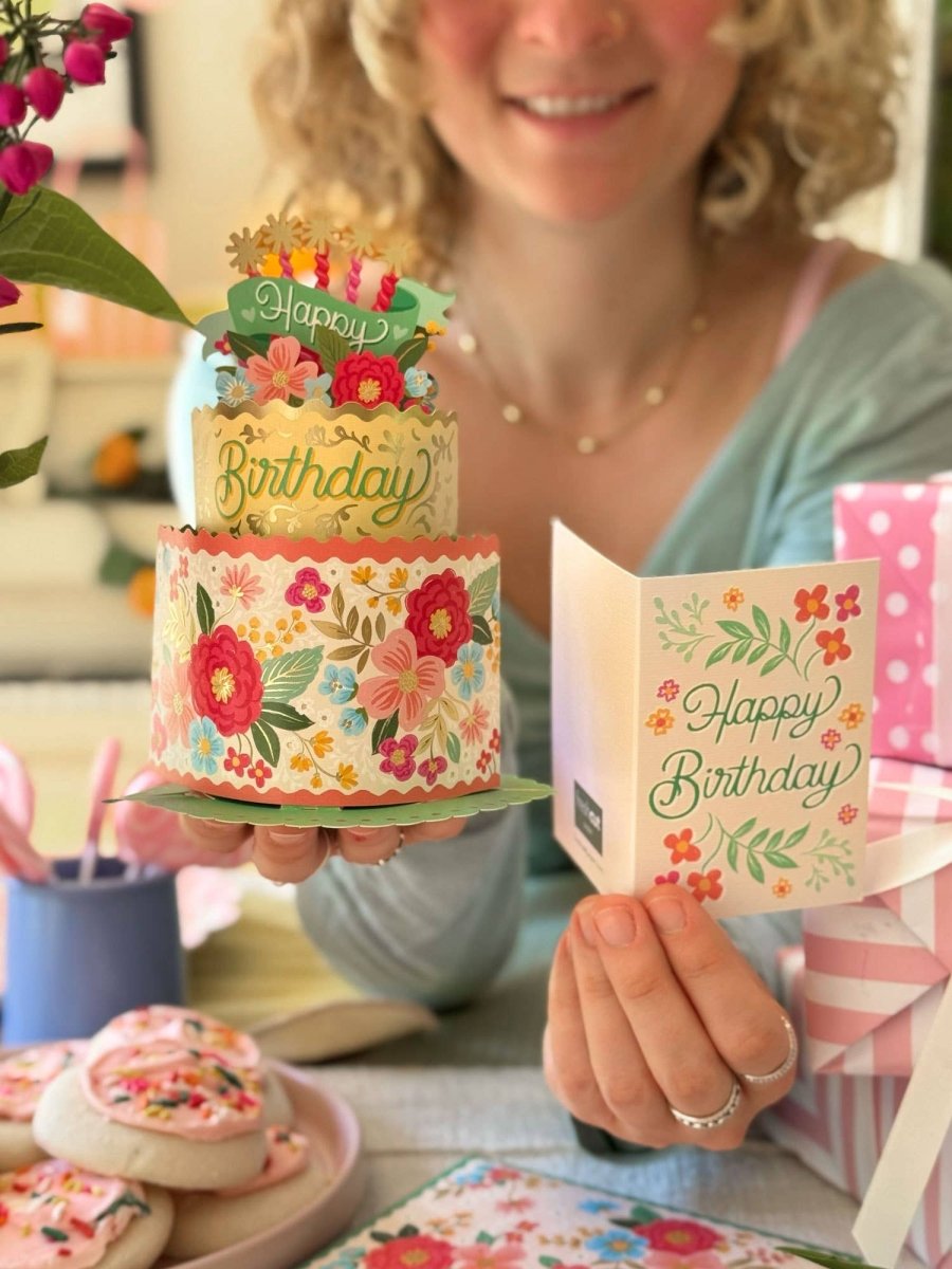 Blooming Birthday Cake Mini Pop - up Greeting Card - category:Home &amp; Decor - occasion:Birthday