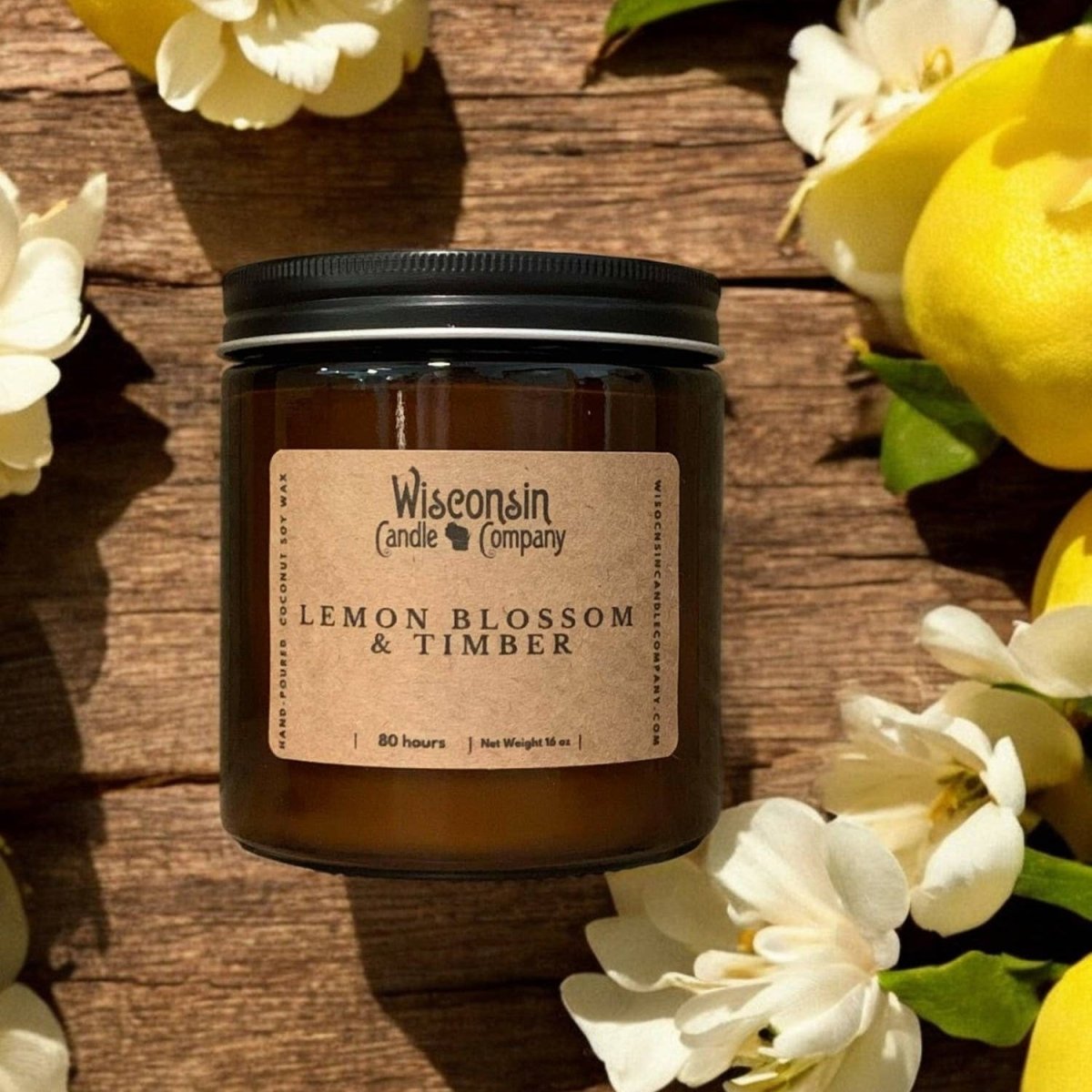 Lemon Blossom & Timber Candle - Wisconsin 8oz -Home & Decor - made in Wisconsin