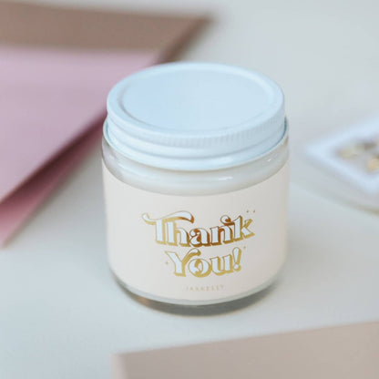 Thank You Candle - 4oz — hand-poured scented candle, perfect for thank you gifts and curated gift boxes (lifestyle photo)
