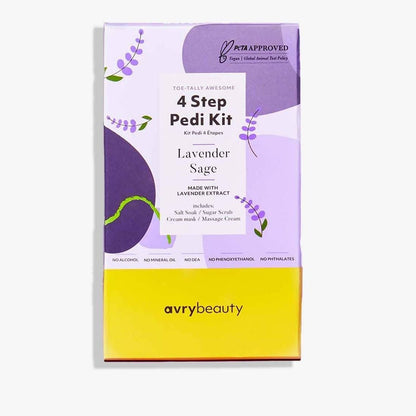 Lavender Sage 4 Step Pedi Kit, perfect for gifts for her and curated gift boxes (front view)