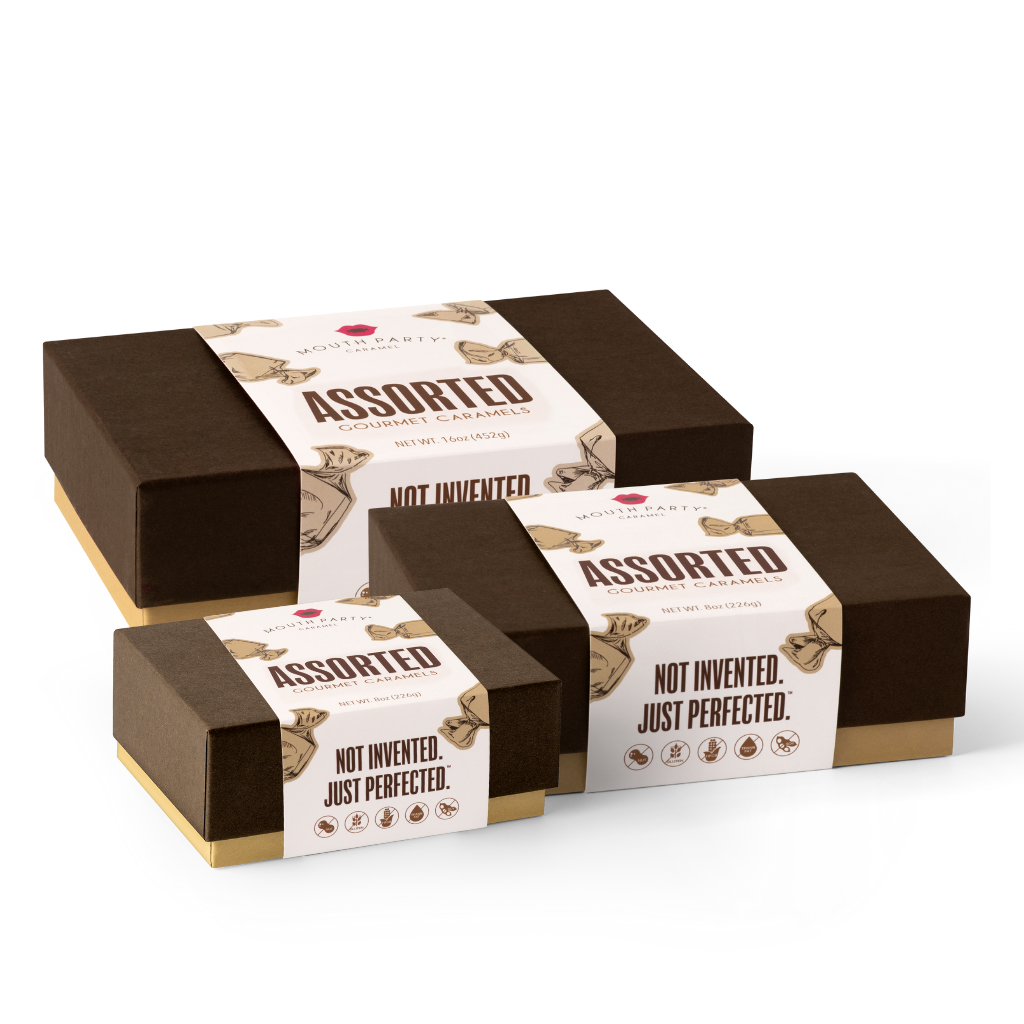 Assorted Caramel Gift Box, perfect for gourmet gift boxes and curated gift boxes (lifestyle photo)