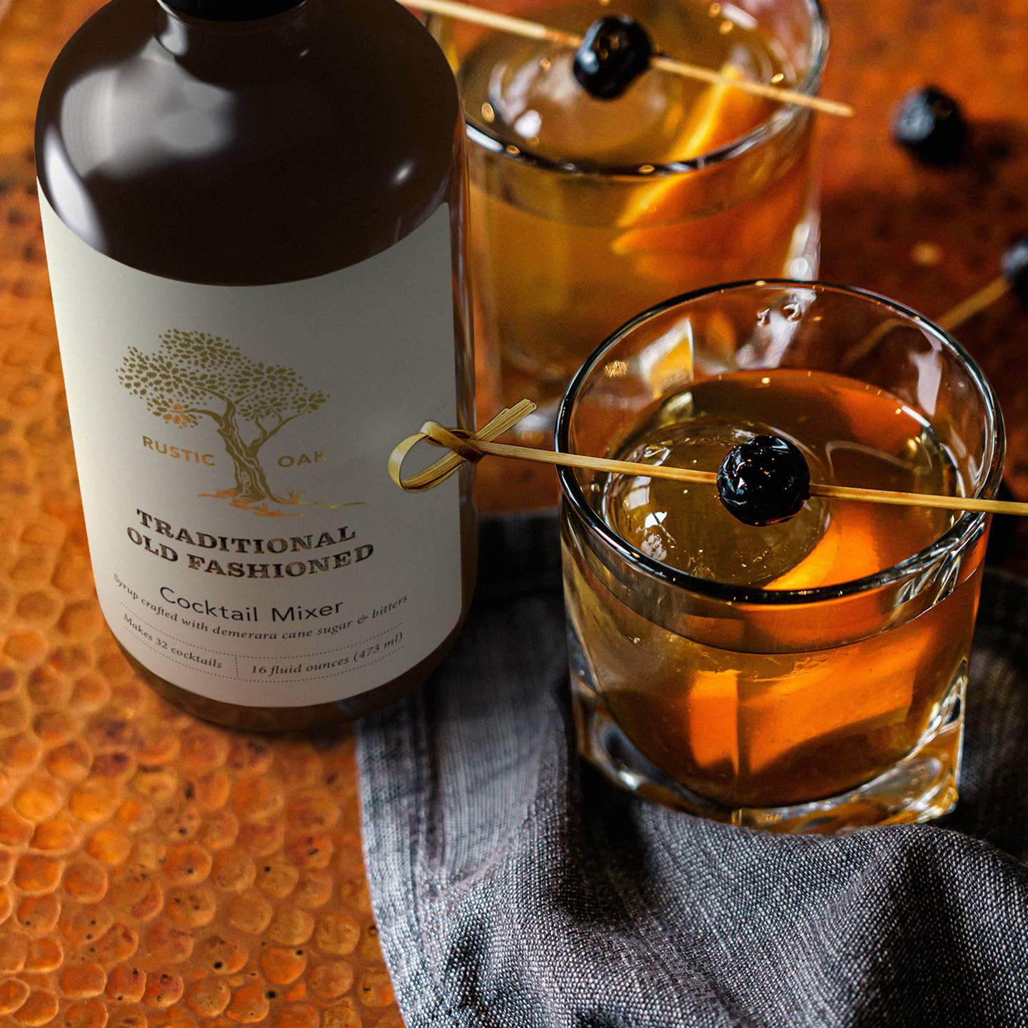 Wisconsin Old Fashioned Cocktail Mix, perfect for gifts for him and curated gift boxes (lifestyle photo)