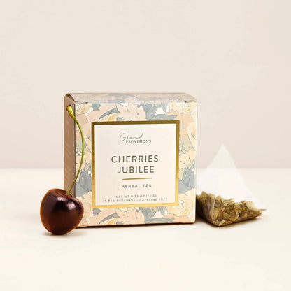Cherry Jubilee - Herbal Tea — loose leaf gourmet tea, perfect for gourmet gift boxes (styled in a curated gift box)