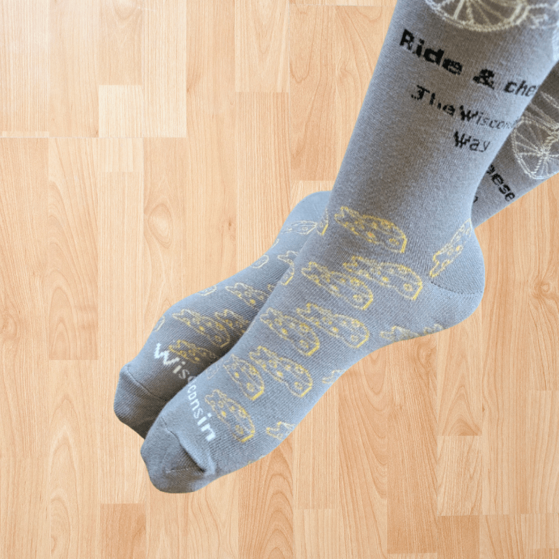 Wisconsin Socks - Cozy &amp; Stylish State Pride Socks, perfect for curated gift boxes and Build a Box gifting (lifestyle photo)