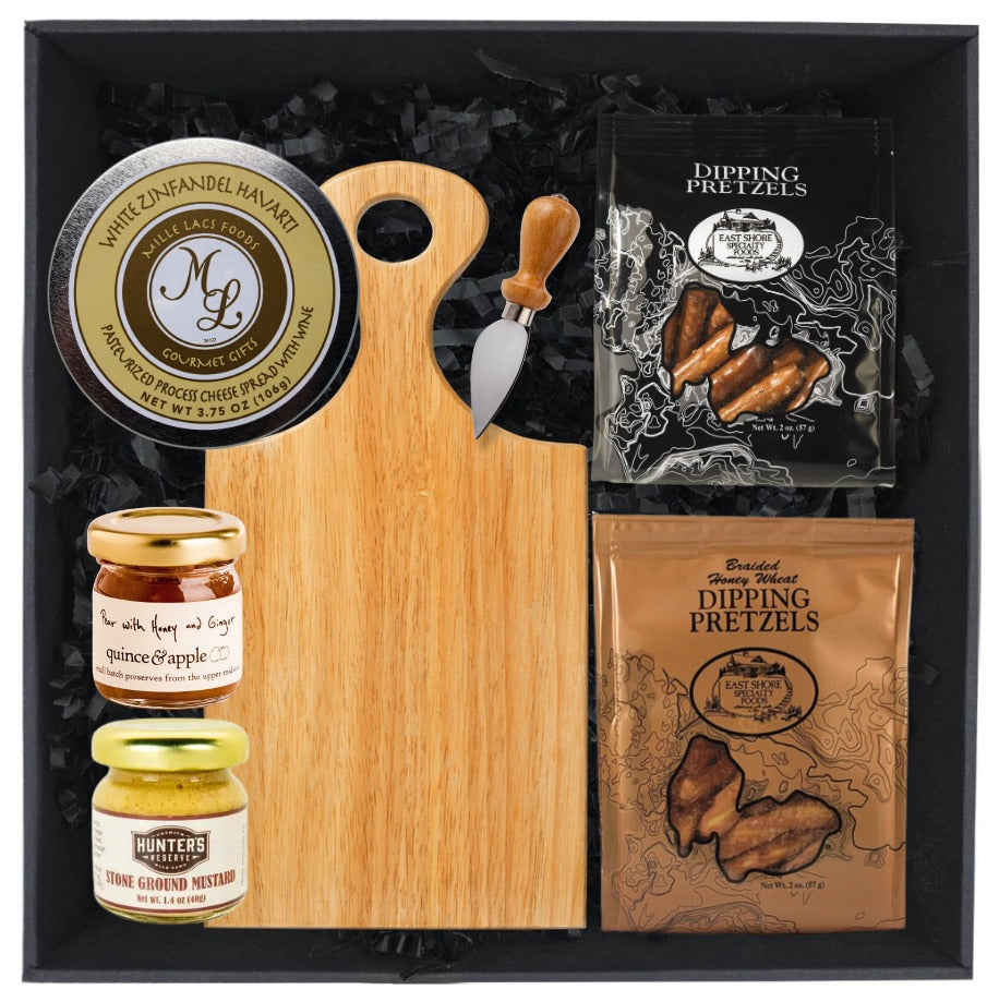 Cheese & Pretzel Board Set for holiday corporate gifts from Wisconsin