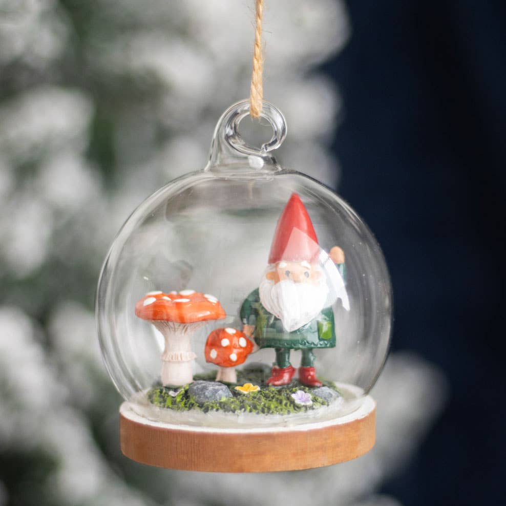 Gnome Glass Dome Ornament