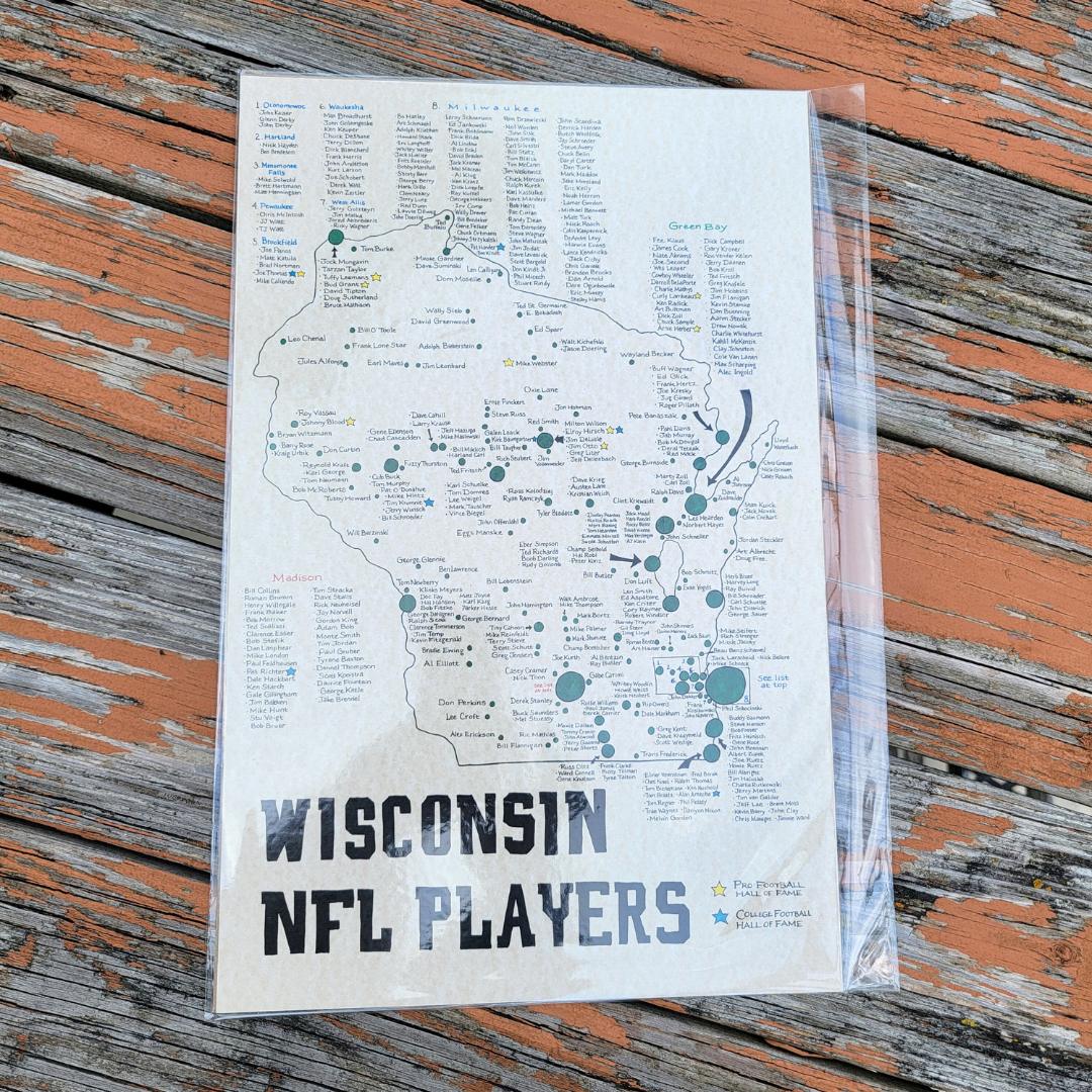 Wisconsin NFL Players Map