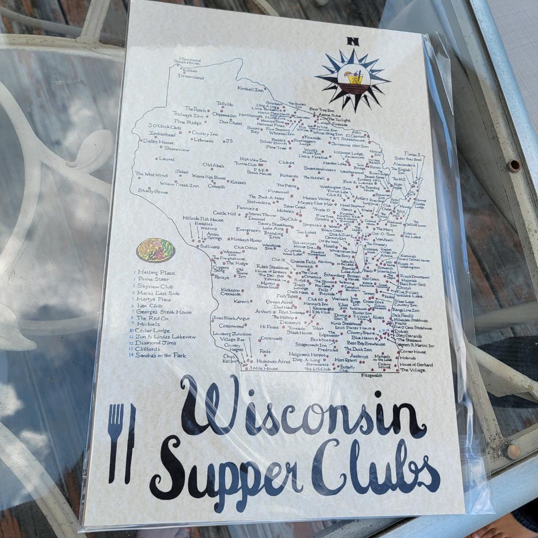 Wisconsin unique gift supper clubs maps