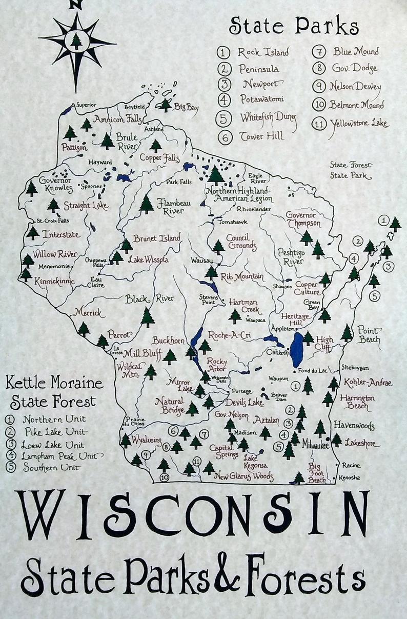 Wisconsin State Park and Forest Map