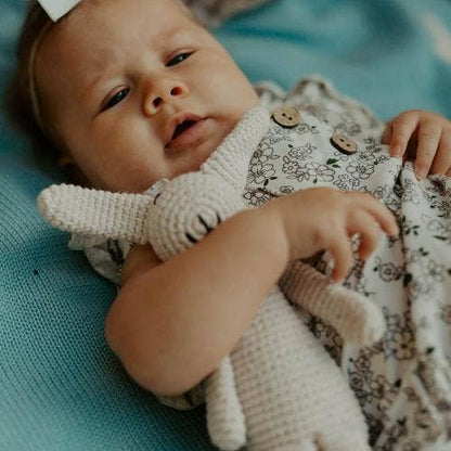 My First Bunny – Organic Baby Rattle, perfect for gifts for kids and curated gift boxes (detail shot)