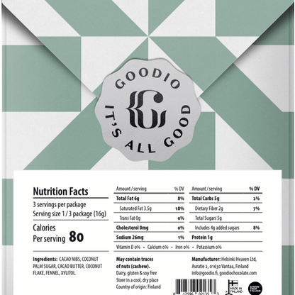 Fennel Chocolate - Goodio, perfect for gourmet gift boxes and curated gift boxes (front view)