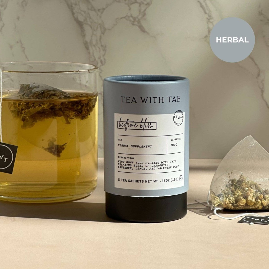 Nighttime Routine Sleep Tea — loose leaf gourmet tea, perfect for gourmet gift boxes and curated gift boxes (front view)