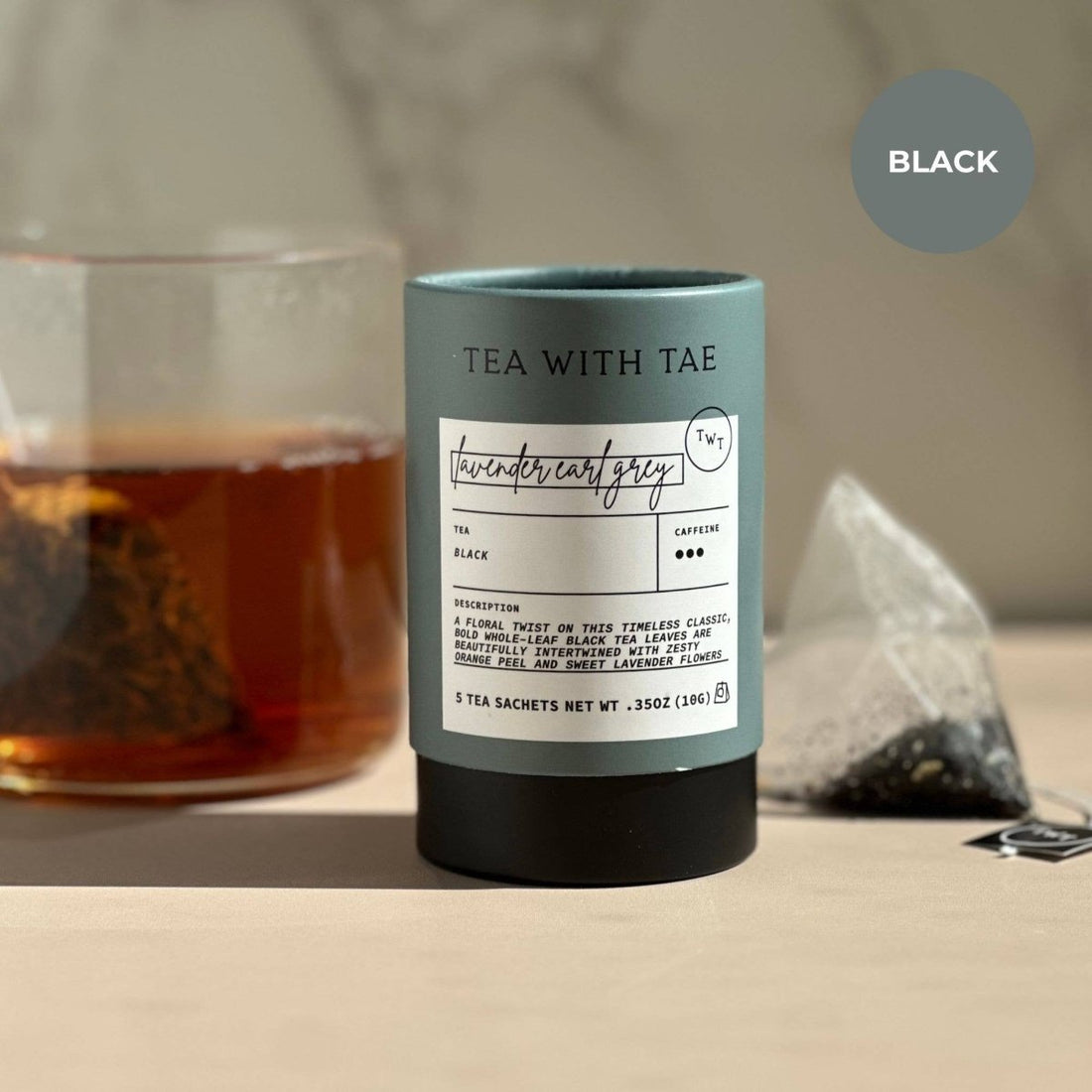 Lavender Earl Grey Black Tea — loose leaf gourmet tea, perfect for gifts for her and curated gift boxes (front view)