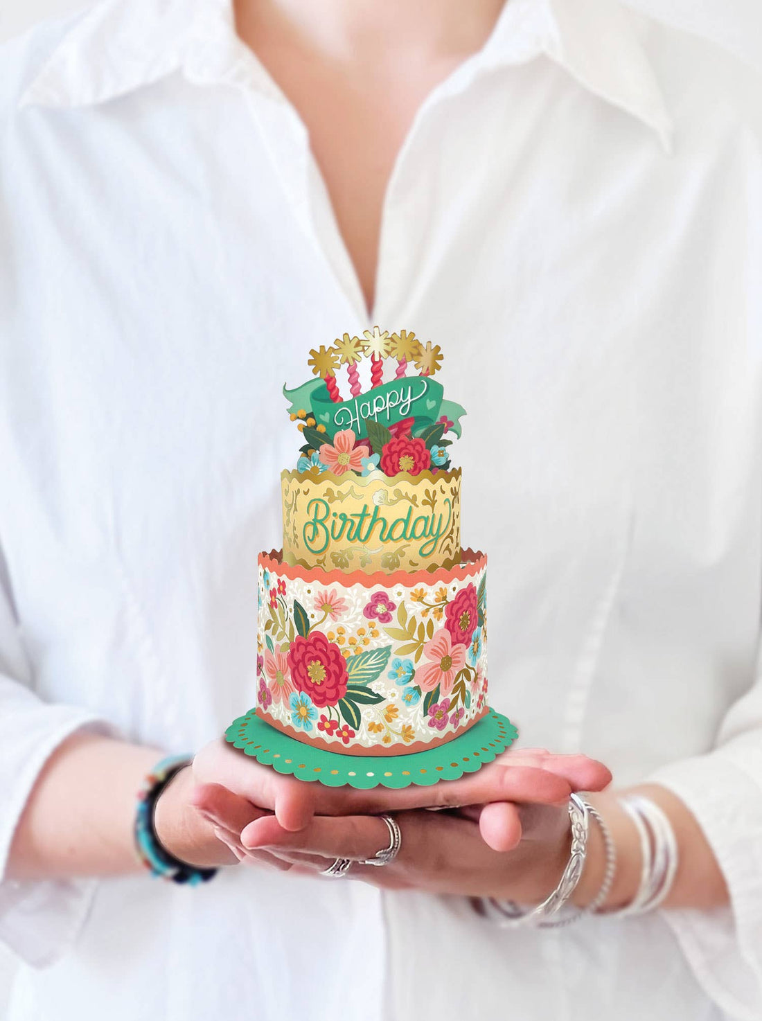Blooming Birthday Cake Mini Pop-up Greeting Card, perfect for birthday gifts and curated gift boxes