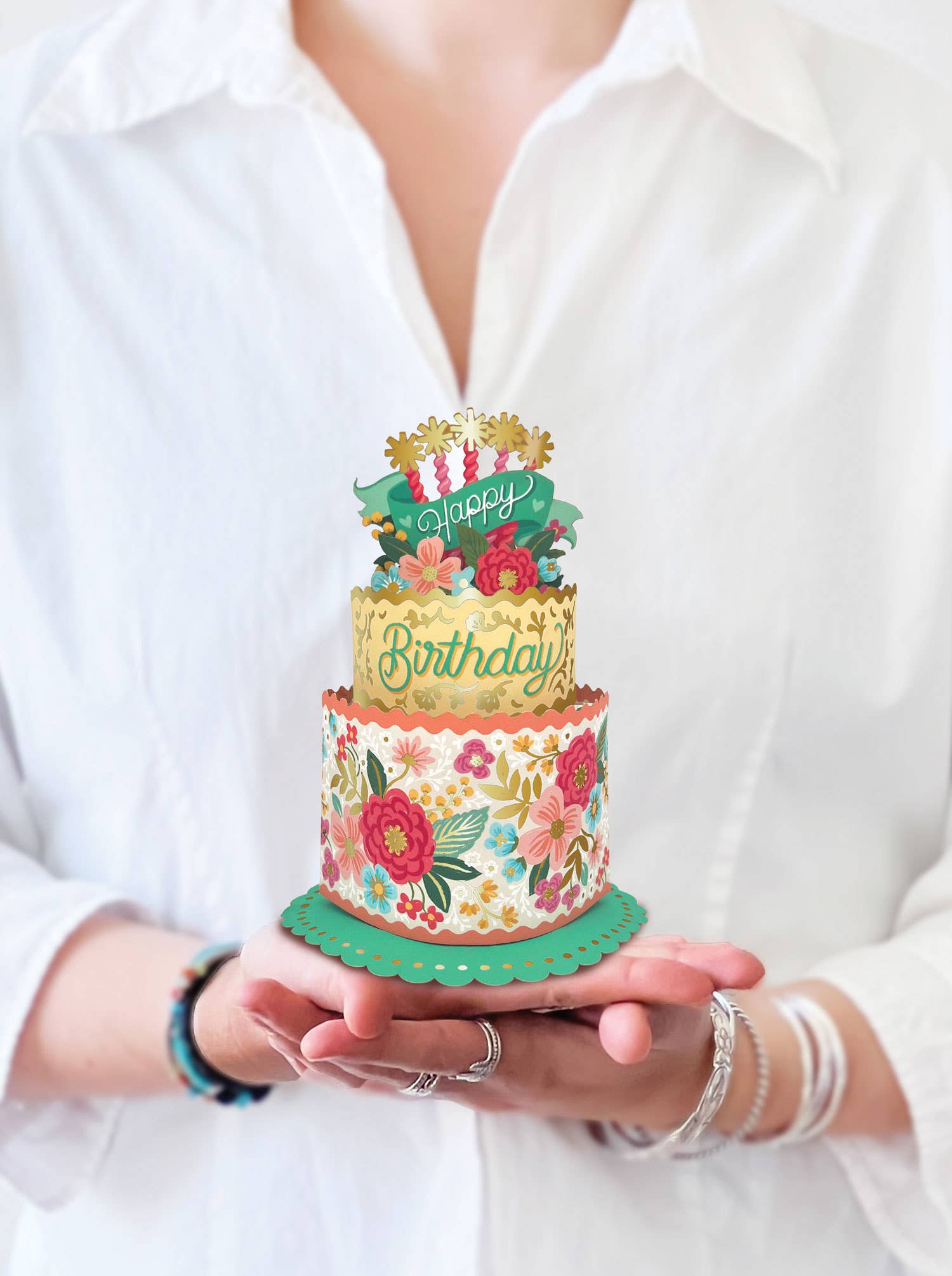 Blooming Birthday Cake Mini Pop-up Greeting Card, perfect for birthday gifts and curated gift boxes