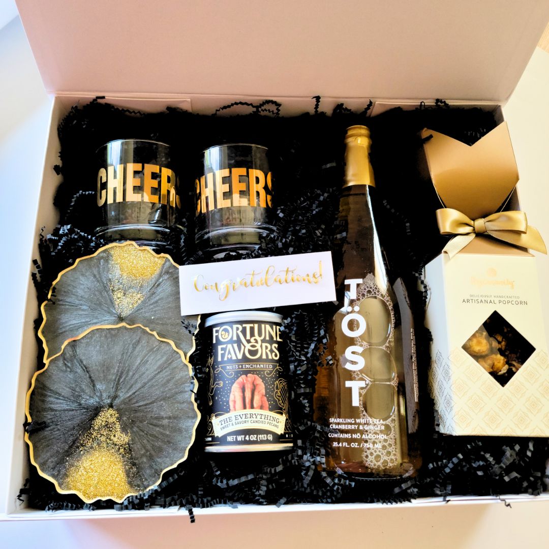 Cheers to the Holidays - Elegant Drinkware & Treats Gift Box 3