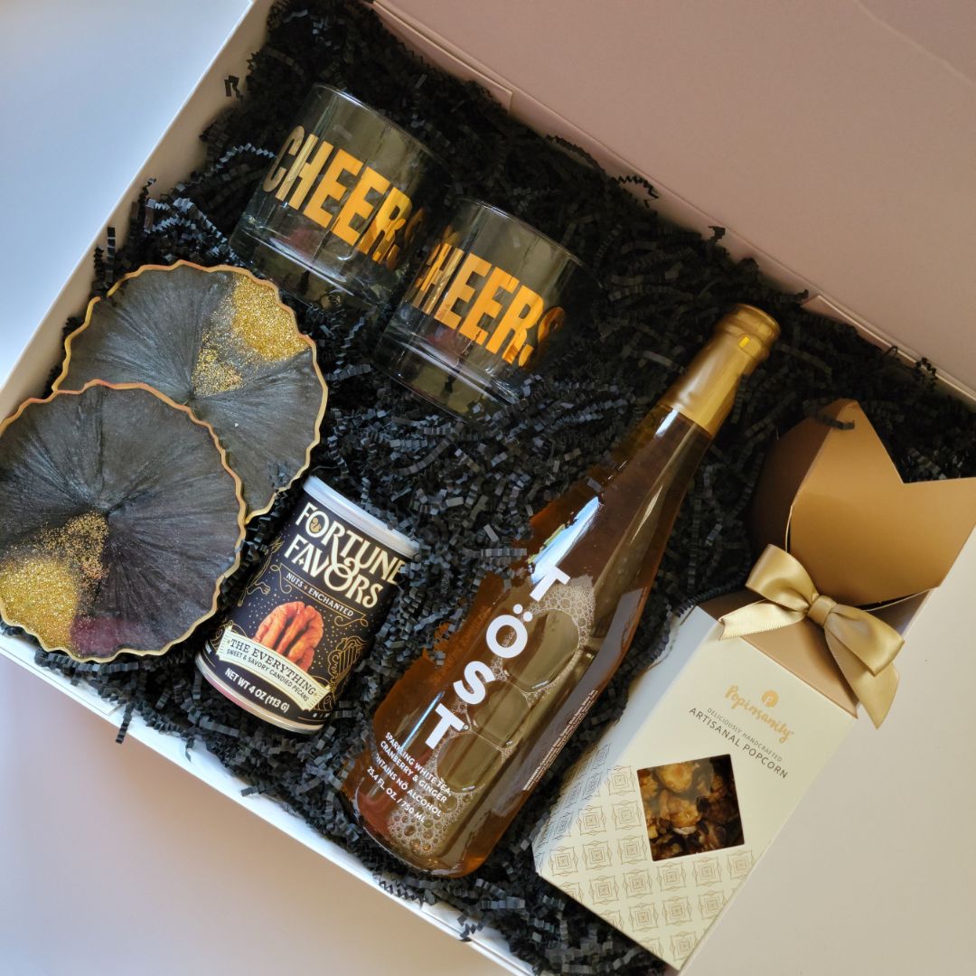 Cheers to the Holidays - Elegant Drinkware & Treats Gift Box