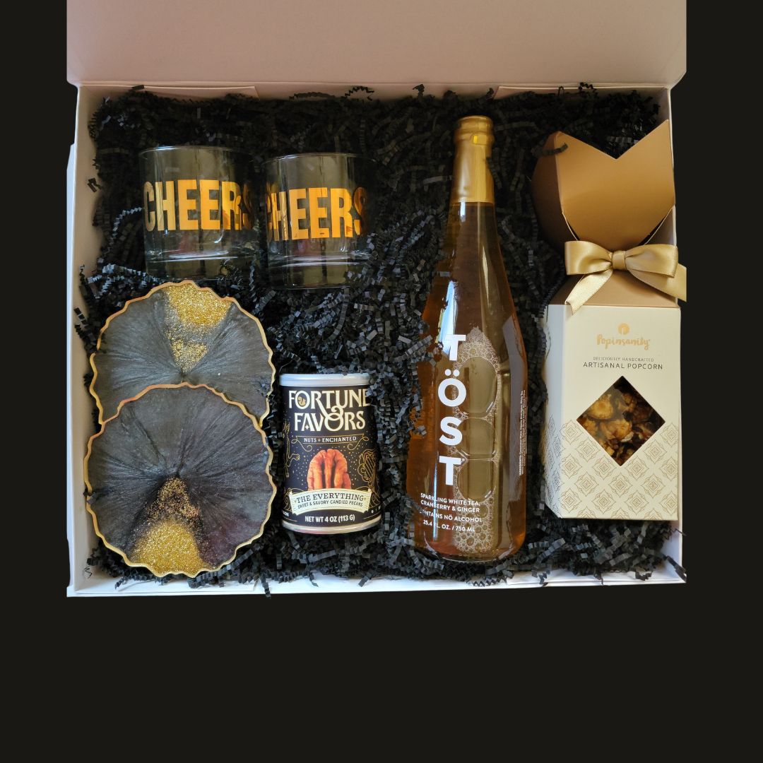 Cheers to the Holidays - Elegant Drinkware & Treats Gift Box