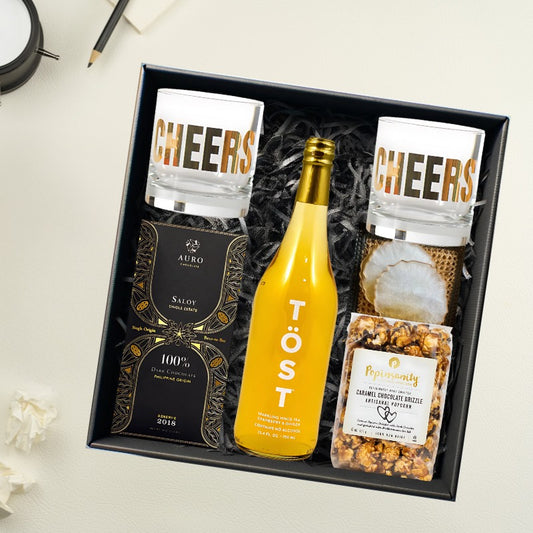 Cheers to the Holidays - Elegant Drinkware & Treats Gift Box