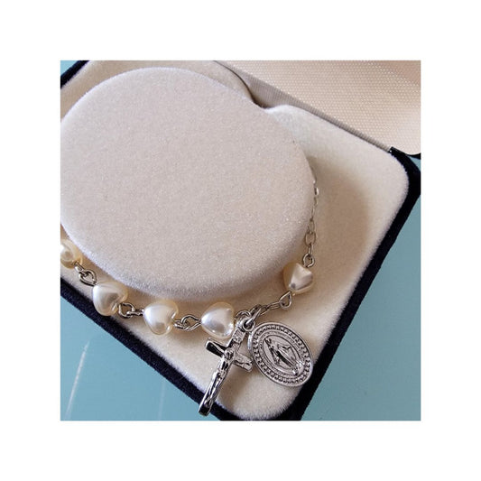 Heart Pearl Cross Bracelet gift box