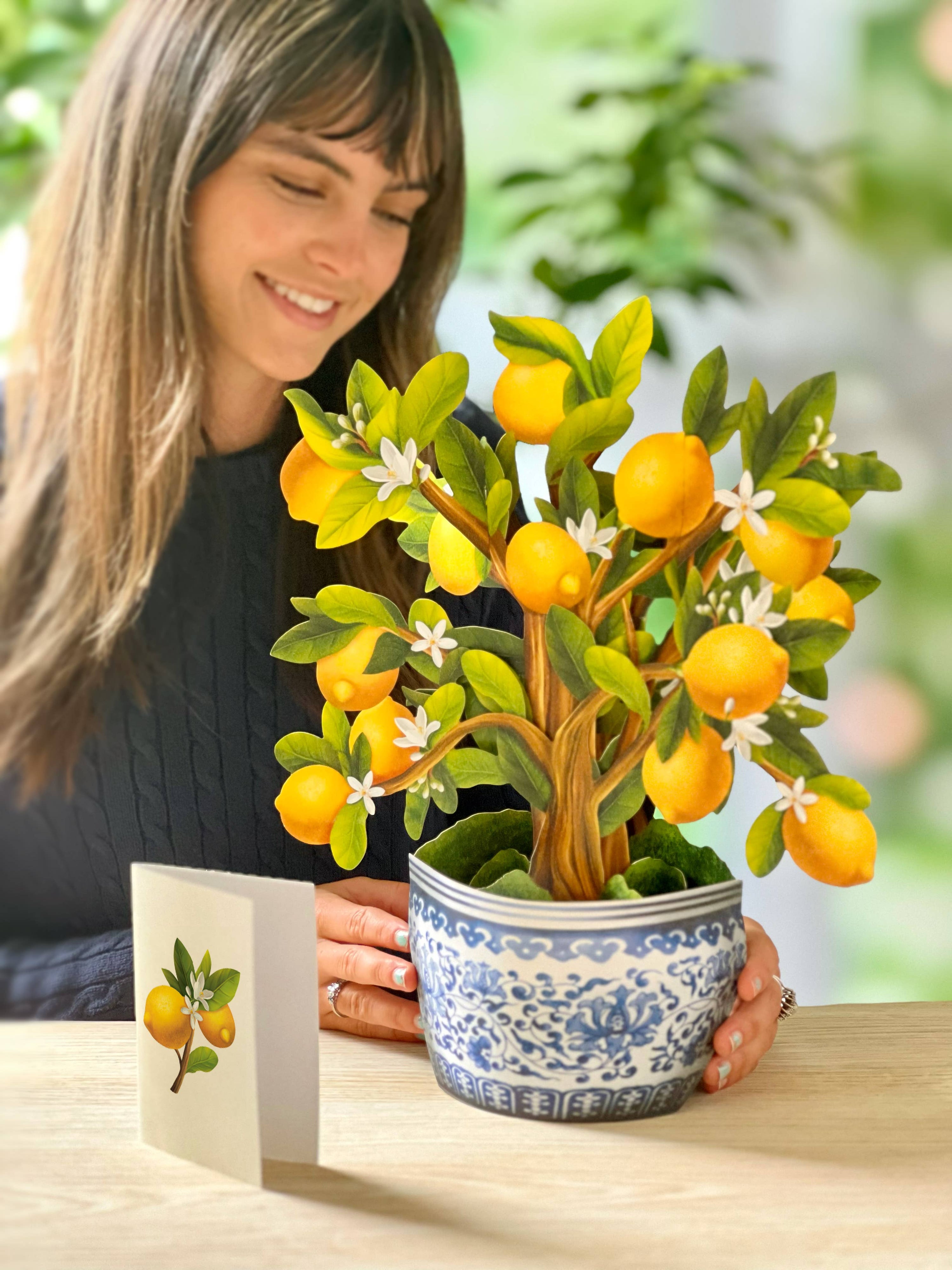 Lemon Blossom Tree Pop-up Greeting Card, perfect for curated gift boxes and Build a Box gifting (detail shot)
