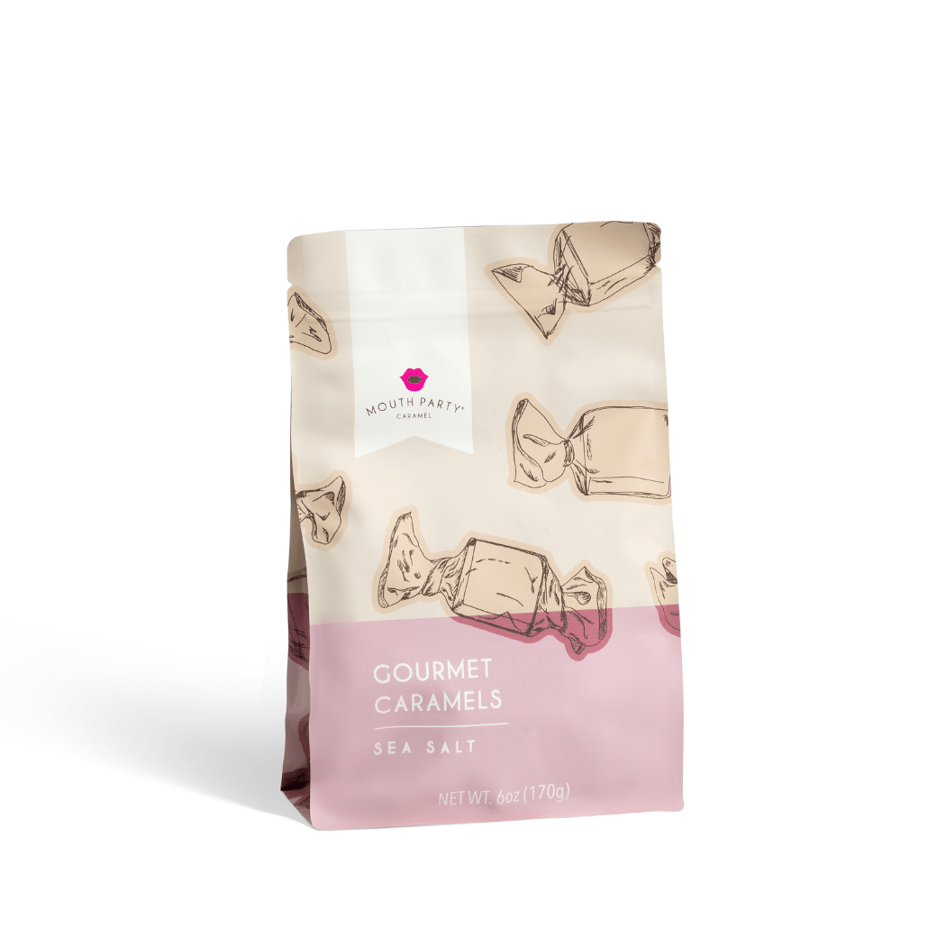 Sea salt caramel 6oz gift pouch, perfect for gourmet gift boxes and curated gift boxes