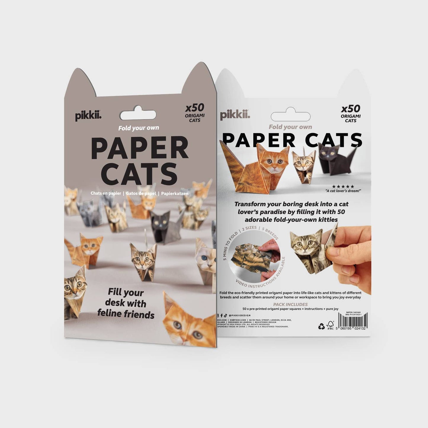cats eco-friendly origami kit. Made  a perfect gift for cat lovers.