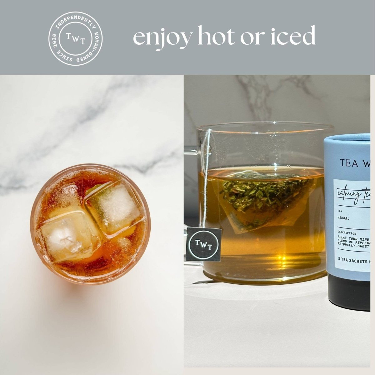 Calming Tea Herbal Rest Tea — loose leaf gourmet tea, perfect for gourmet gift boxes and curated gift boxes (alternate angle)