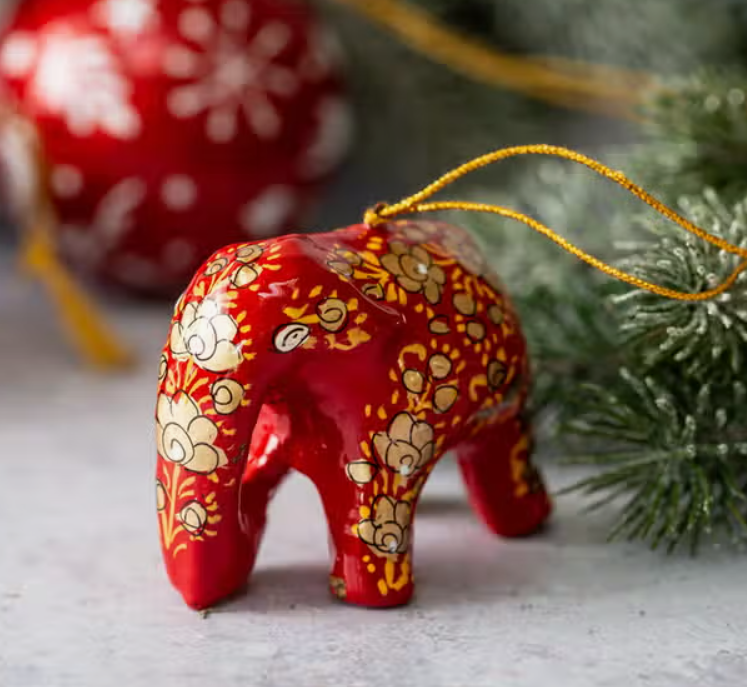 Mini Elephant Ornament - Hand Painted