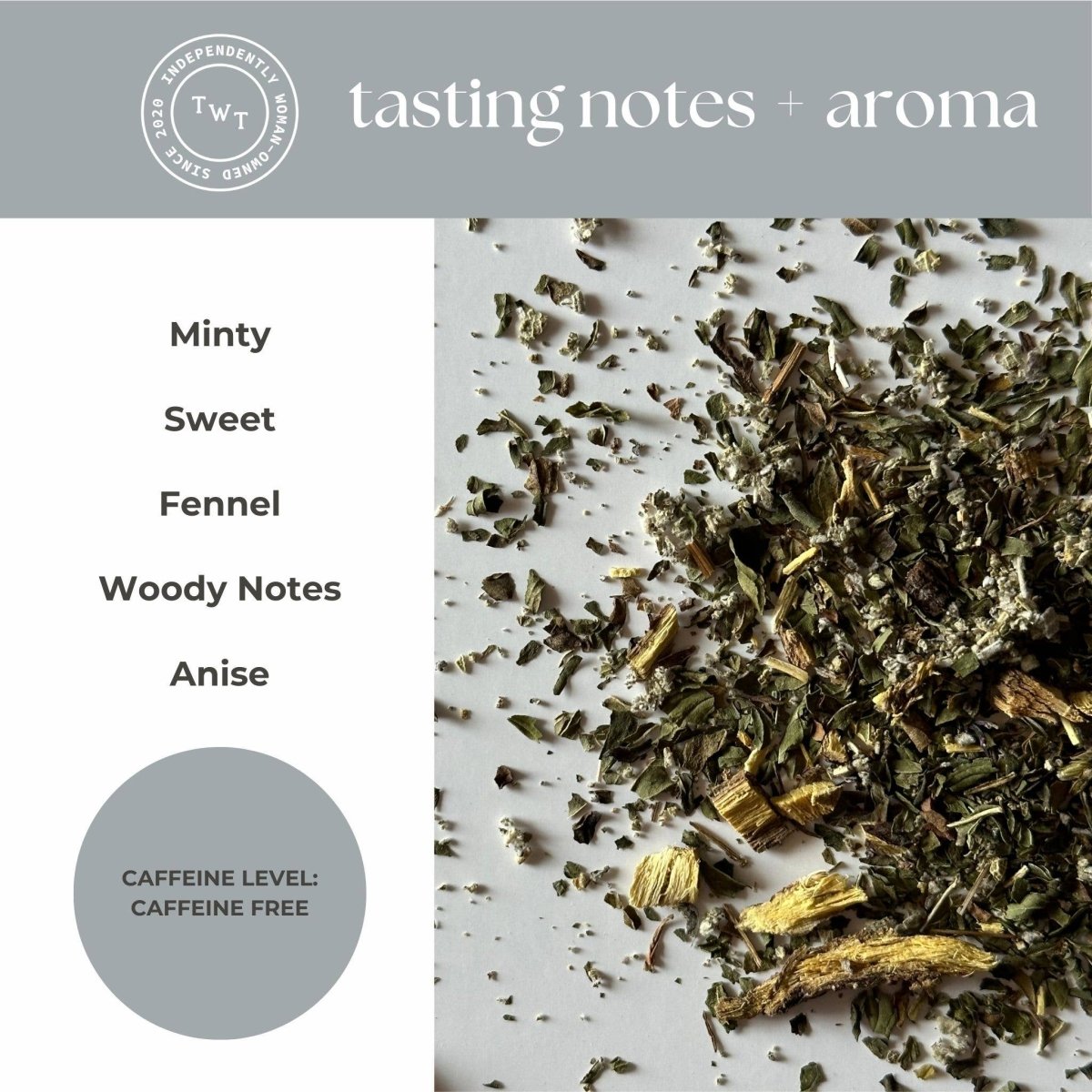 Calming Tea Herbal Rest Tea — loose leaf gourmet tea, perfect for gourmet gift boxes (product close-up)
