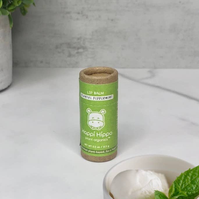 Peppermint Eco Friendly Vegan Lip Balm, perfect for gifts for her and curated gift boxes (front view)